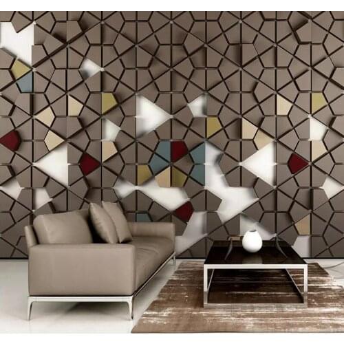 Decorative wallpaper 3d solid polygonal mosaics tile modern TV background wall paper