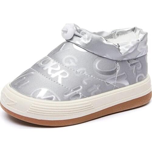 CUZULLAA Kids Cotton Shoes Winter Children Plus Velvet Boys Warm Baby Footwear Non-slip Comfortable Girl Round Toe Shoes