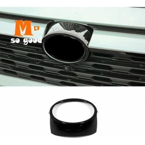 For Toyota RAV4 2019 2020 2021 ABS Chrome/Black/Carbon Car Front sign logo frame Trim product decor sticker cover Accessories