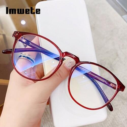 Imwete Vintage Round Glasses Frames for Women Men Blu-Ray Computer Eyewear Fashion Decorative Glasses Clear Optical Glasses