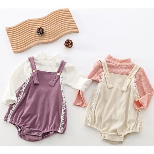 Infant Baby Girls Clothing Set Jumpsuit+T-shirt Toddler Baby Romper Korean Style Spring Autumn Baby Girls Clothes Suit