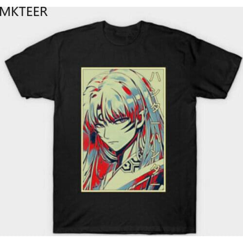 Cool Demon Sesshomaru Inuyasha Yokai Vintage Japanese Anime Black T-Shirt Harajuku Ullzang T-shirt Funny Tees Male