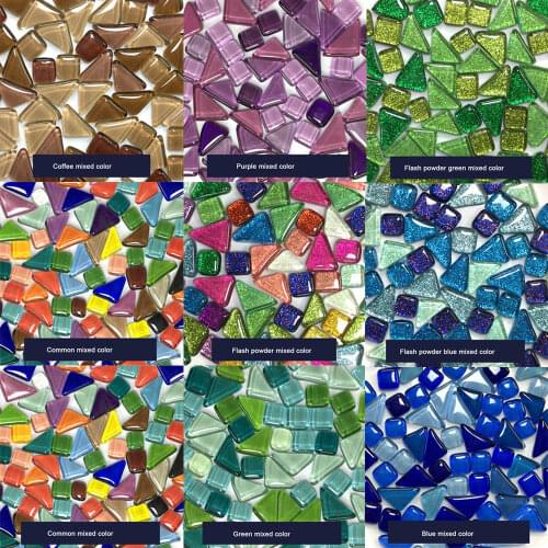 500pcs Mixed Color Square Glass Mosaic Tiles Pieces Tessera for Mosaic Making DIY Craft Art