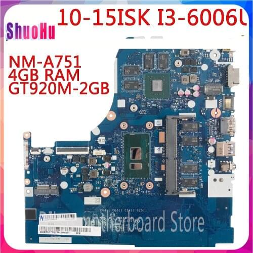 KEFU NM-A751 I3-6100u 4GB RAM GT920M-2G Original Test Motherboard For Lenovo 310-15ISK 510-15ISK Laptop Motherboard DDR3 HM76