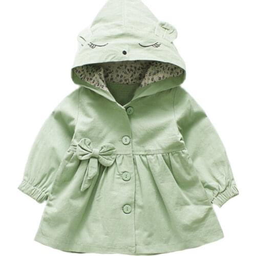 Lovely fashion Toddler Kids Baby Girls Boys Cartoon Spring autumn Hooded Coat Long sleeve jacket Single breasted bow cute Tops
