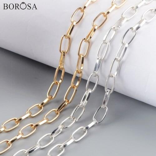 Minimalism Gold/Silver Color Clasp Link Chain for Choker Necklace Hot Fashion Geometric Clasp Long Chain Jewelry Findings PJ472
