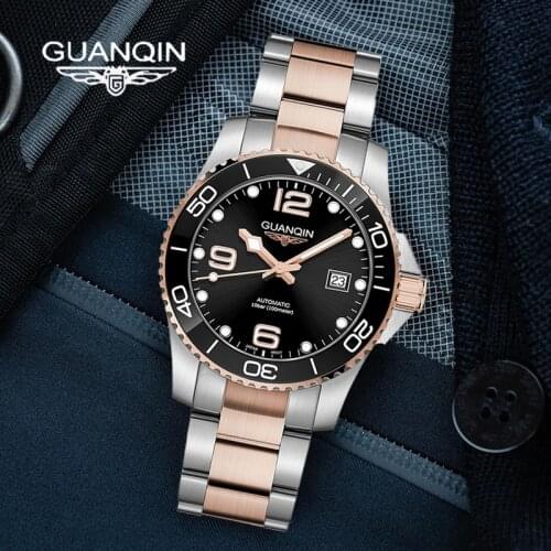 GUANQIN Sapphire Glass Mens Automatic Mechanical Watches Stainless Steel 100M Waterproof Men Watch Japan NH35A Montre Homme 2021