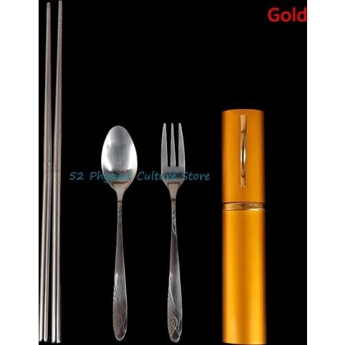 Stainless Steel Outdoor Spoon Fork Sanitary With Storage Case Tableware Travel Camping Chopsticks Cutlery Set Hiking