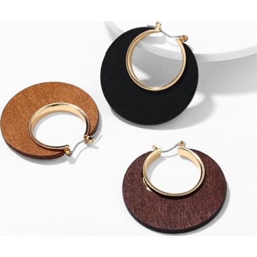 New Fashion wooden Jewelry Euro-American Retro classic Geometry C type wooden Earring for Women wholesale namour Charm Gift