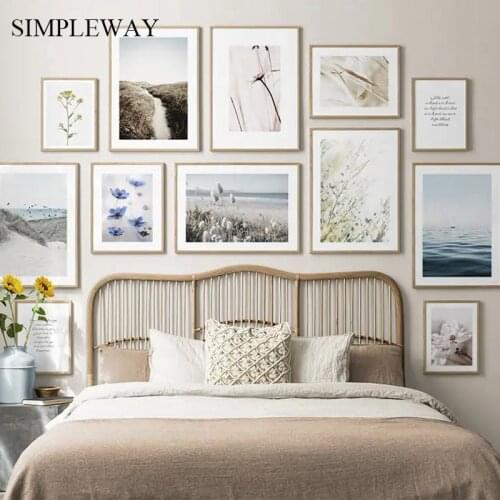 Nature Plant Flower Canvas Art Painting Nordic Beach Grass Landscape Poster Botanical Print Wall Picture Scandinavian Home Decor