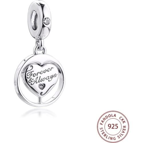 Fits Original Pandora Bracelet 925 Sterling Silver Spinning Forever & Always Soulmate Dangle Charms Beads DIY Jewelry Making