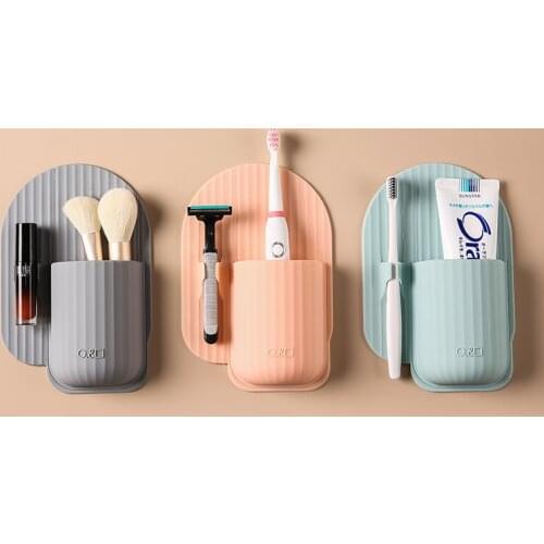 Toothbrush shelf ceramic tile adsorption bathroom silica gel toothpaste comb wall hanging