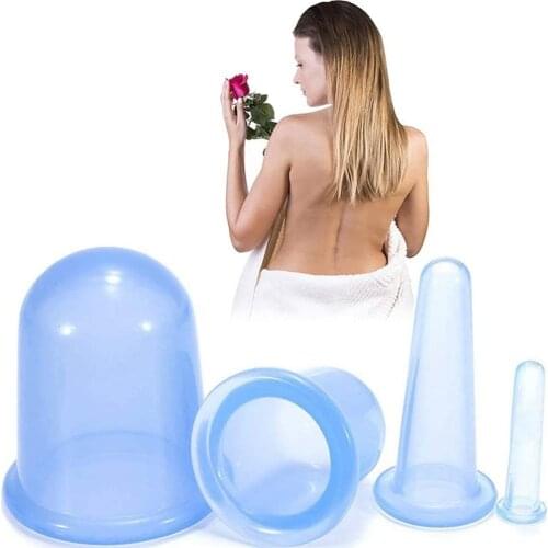 4Pcs/Set Silicone Face Lift Devices Vacuum Cupping Anti Cellulite Suction Cup for Face Back Neck Massage Slimming ReduceWrinkles