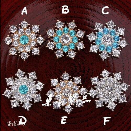 Wholesale 30 PiecesClear Crystal Flatback Wedding Buttons 25MM Cute Trendy Handmade Metal Rhinestone Button