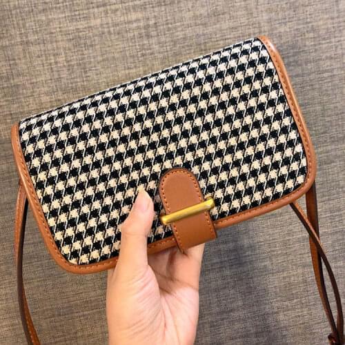 Houndstooth Tote Bucket bag 2021 Fashion New High quality PU Leather Womens Designer Handbag Travel Shoulder Messenger Bag