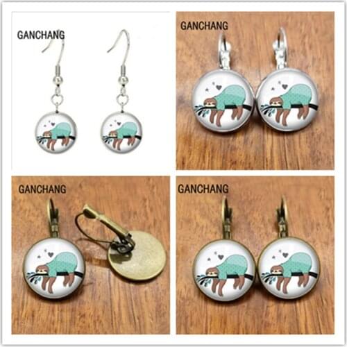 Cute lazy glass cabochon earrings, 14mm 16mm photo lazy glass dome