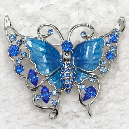 Blue Rhinestone Enamel Butterfly brooch Pin C897 B