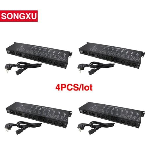 SONGXU 4pcs/lot 8 Ways DMX Distributor DMX512 Splitter Signal Amplifier Splitter for Stage Equipments /SX-EL010