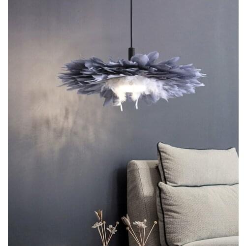 Bedroom chandelier net red new feather light warm art creative clothing feather lighting restaurant lamp childrens room