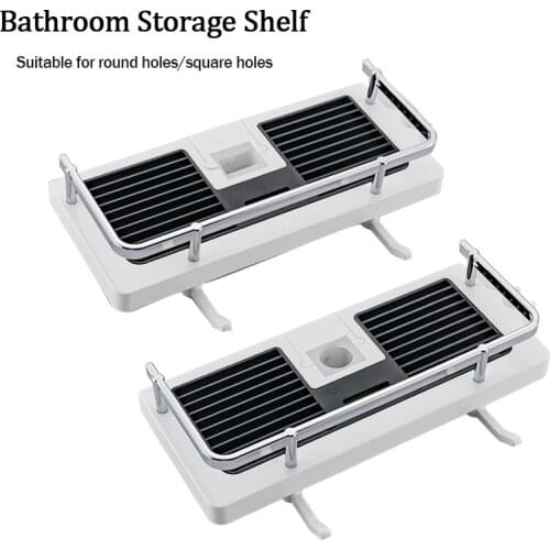 Shower Storage Rack Organizer Bathroom Pole Shelves Holder Shampoo Tray Single Tier No Drilling Lifting Rod Shower Head Holder