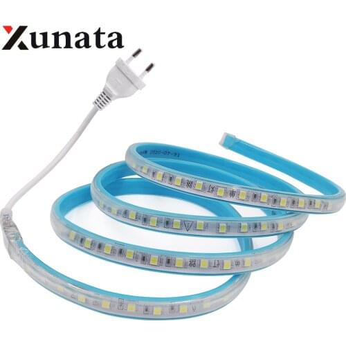 220V 240V EU plug LED Strip Waterproof Engineering lights Pink/Blue/Red/White 60leds/m Flexible Tape Ribbon 5050 LED Light Strip