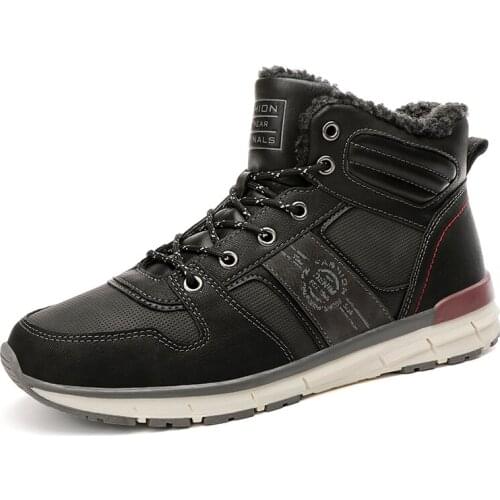 Tantu Hiking Shoes Men Waterproof High-Cut Climbing Hiking Boots Genuine Leather Fleece Warm Military Tactical Boots Snow Boots