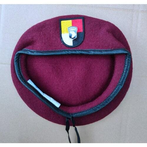 Tomwang2012 US Army 3th Airborne Special Forces Group Wool Red Beret 101ST AIRBORNE DIVISION EAGLE INSIGNIA Military Hat