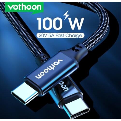 Vothoon 100W USB Type C To USB C Cable USB-C PD Fast Charging Charger Wire Cord For Macbook Samsung S20 Xiaomi Type-C USBC Cable
