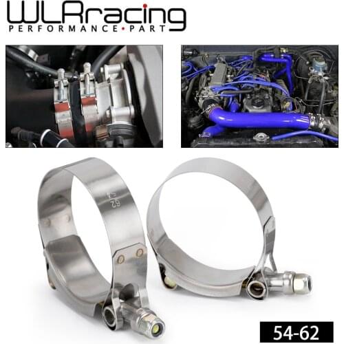 WLR RACING - (2PC/LOT) SS304 CLAMPS 2" INCH 54MM-62MM STAINLESS SILICONE TURBO HOSE COUPLER T BOLT CLAMP KIT WLR5250