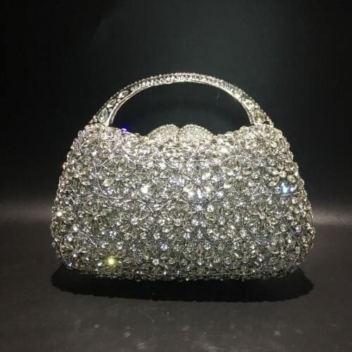 XIYUAN lady Crystal diamond handbags Women Evening Clutch Bag Hard Case Minaudiere Wedding Party Handbags Purses Metal Clutches