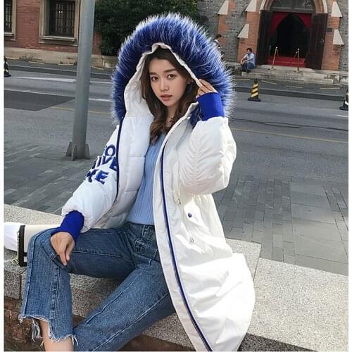 Winter Fur Collar Cotton Womens Long Section 2018 New Loose Casual Wild Cotton Padded Large Cotton Jacket Bread Service Womens