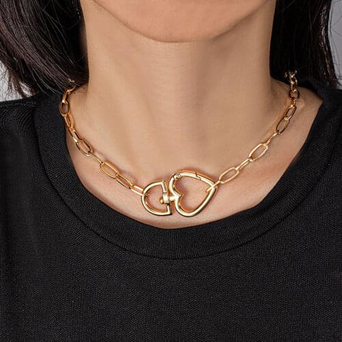 Retro Golden womens neck chain Choker Necklace For Women Fashion Punk Heart-shaped Multi-layer Necklace 2021 Trend Jewelry Gift