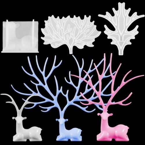 1set Elk Wapiti Antler Silicone Mold Crystal Deer Horn Epoxy Resin Mould for DIY Jewelry Making Tool
