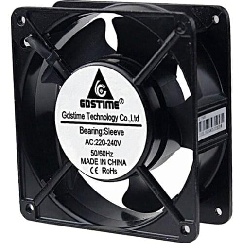 1 Piece Gdstime AC 220V 240V 2Wire 12038S 120x38mm 12cm 120mm Cooling Case Fan