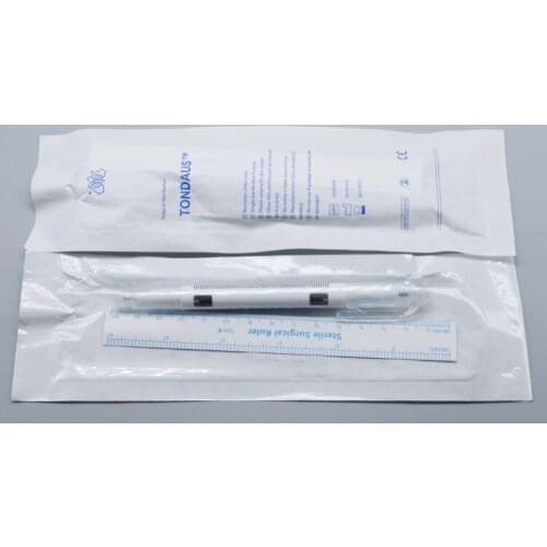 10pcs/set Disposable Sterilized Permanent Makeup Eyebrow Tattoo Piercing Scribe Skin Marker Pen With Ruler Double Head