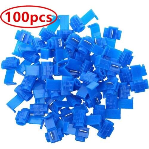 100pcs 16-14 Gauge Double Run Solderless Wire Connectors Tap in Quick Splice Connector Electrical Wire Splice Connectors