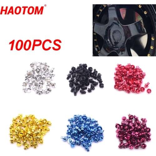 100PCS/Set Spike Car Wheel Rivets For Wheel Rims Cap Lip Screw Bolt Tires Studs Car Styling Plastic Auto Modification Decoration