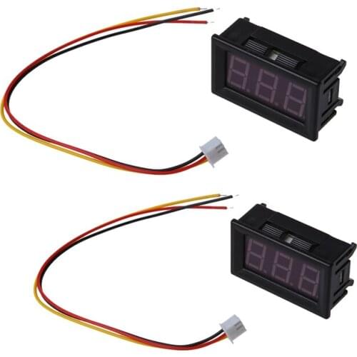 2 PCS DC 0-99.9V 3 Wire LED Digital Display Panel Volt Meter Voltage Voltmeter Car Motor Blue & Green