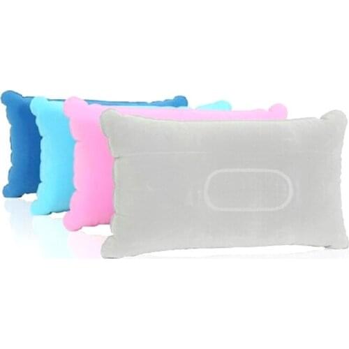 200pcs/lot Wholesale Outdoor Portable Folding Air Inflatable Pillow Double Sided Flocking Cushion For Travel Plane Hotel