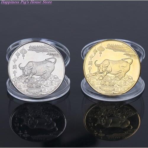 2021 New Year Gold Coin Twelve Zodiac Ox Commemorative Coins Collection Gift Decorative Coins Collection