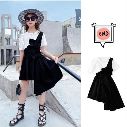 2021 Korean style girls ruffles patchwork dress fashion summer girls dresses 4-9 years B270