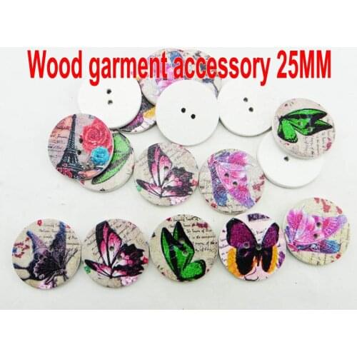 30PCS BUTTERFLY series painting 25MM wooden button boots coat sewing clothes accessory MCB-003