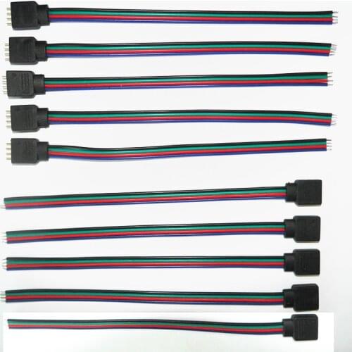5 Pcs 4 Pin male + 5 Pcs 4 Pin Female 15cm led Connector 5 pair No welding DIY Wire Cable For 5V 12V 3528 5050 RGB LED Strip