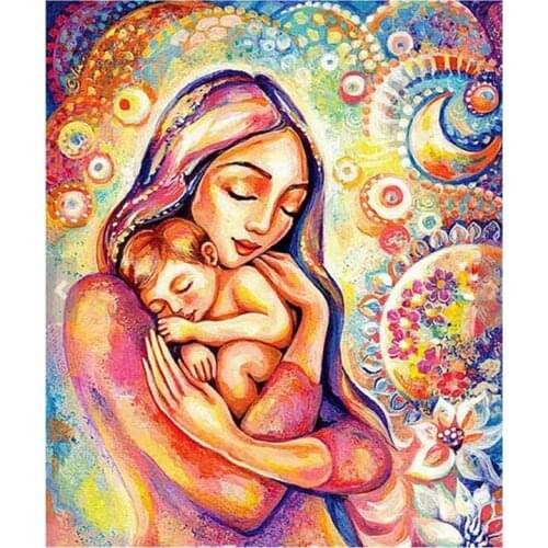 5d Diamond Painting Portrait mother and baby Full Square round drill Picture of Rhinestones Diamond Embroidery StickerZP-2207
