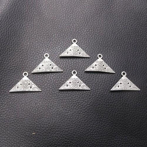 6pcs/lot Silver Plated Pyramid Charm Metal Pendants DIY Necklaces Bracelets Jewelry Handicraft Accessories 32*21mm P436