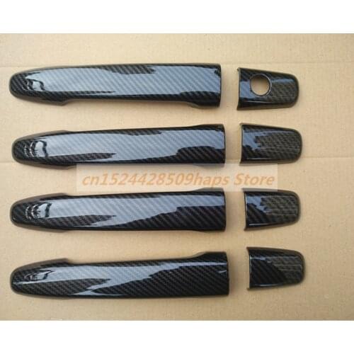 Car 8pcs Set ABS Carbon Fiber Black Door Handle Cover For Mitsubishi Outlander 2013-2019 Car Frame Sticker Styling