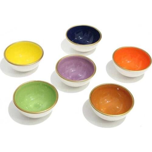 8cm 6 pcs Kütahya Authentic Mixed Color Ceramic Pottery Bowl Set decor for nuts turkish traditional anatolian handmade ceramics