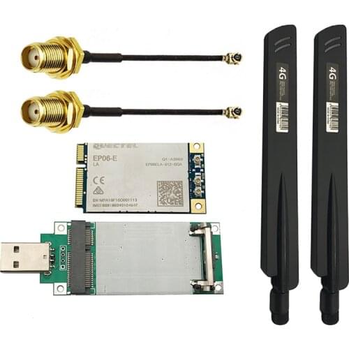 High gain 38dbi 4G antenna for Quectel EP06-E LTE MINI PCIE Cat6 module with USB adapter card and SMA female to U.FL IPX cable