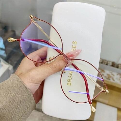 Brand Cat Eye Glasses Frames Women Trendy Myopia Frame Rose Gold Optical Eyeglasses for Ladies Fashion Spectacles