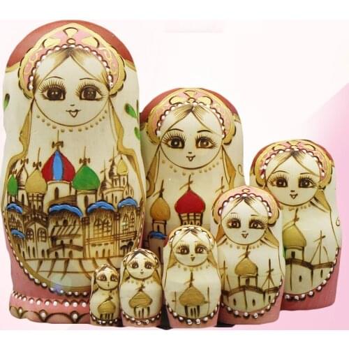 7pcs/set Wooden Russian Dolls Nesting Fashion Ethic Dolls Dry Basswood High Quality Matryoshka Doll Education DIY Toys